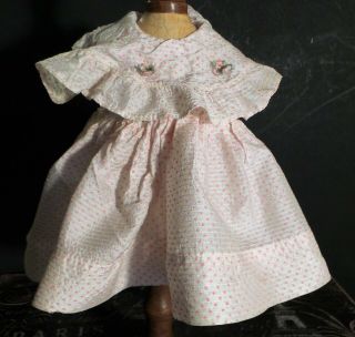 Vintage Pink And White Polk A Dot Dress For 1950 Hard Plastic Era Dolls
