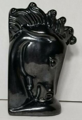 Royal Haeger Horse Head Vase Black Bookend Equestrian Stallion Pony