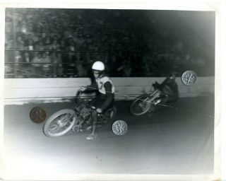 (5) 1946 Vintage MOTORCYCLE Dirt Track RACING 8x10 B/W Action Photographs 3