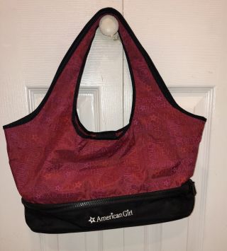 American Girl Tote 2 Doll Carry Bag Snap Zipper Red Black