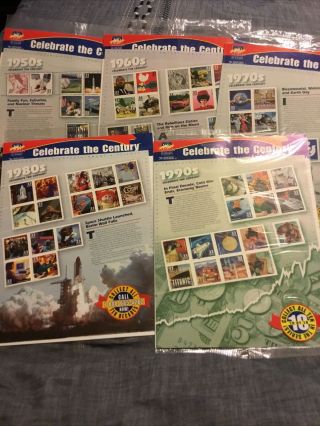Celebrate The Century 1950’s - 1990’s Stamps Five Sets