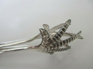 Vintage Silver Plate Talon Claws SCISSOR TONGS by Leonard Italy Italian 2