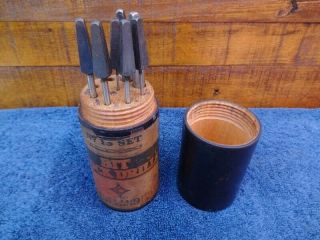 Antique Cleveland Twist Drill Co.  Bit Stock Drills No.  13 W/round Wood Case Usa
