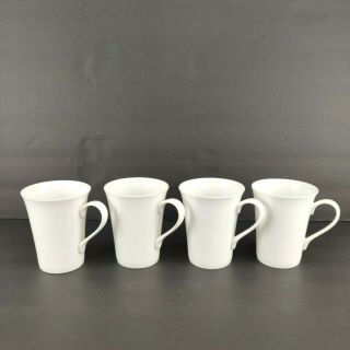 Mikasa Lucerne White 13 Oz Tall Coffee Tea Mugs Cups Set Of Four (4) Bone China
