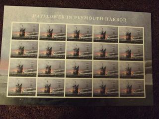 The 400th Anniversary Of The Mayflower In Plymouth Harbor Usps Sheet 20 Stamps