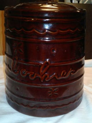 Vintage Marcrest Stoneware Cookie Jar Daisy Dot Pattern Usa Brown