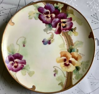 Haviland D’arcy Signed Pansy Plate