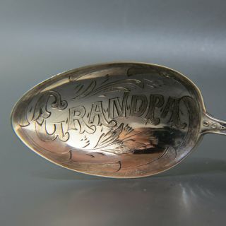 Early Colorado Sterling Souvenir Spoon " Grandpa " In Fancy Bowl