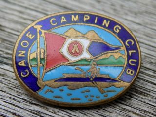 Vintage Early Canoe Camping Club Enamel Pin Badge By J R Gaunt London