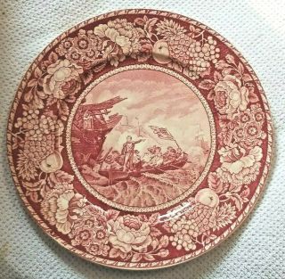 Royal Fenton Staffordshire England Perry@battle Of Lake Erie Red Transfer Plate