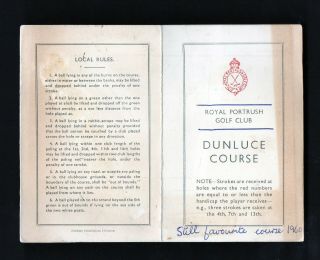 Vintage Stymie Card Royal Portrush Golf Club Dunluce Course,  Northern Ireland Uk
