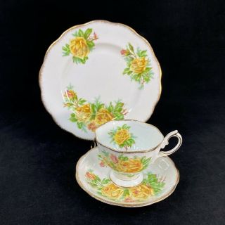 Vintage Royal Albert Yellow Tea Rose Trio - Cup Saucer Plate