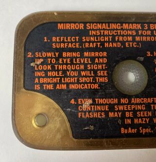 Vintage Military Mirror Signaling Mark 3 Buaer U.  S.  N.  Emergency Signal Mirror 3