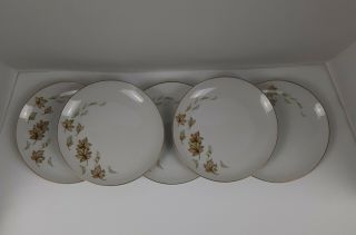Norcrest Fine China Autumn Fantasy Japan 6 " Plates/ Leaves Design / Set Of 5