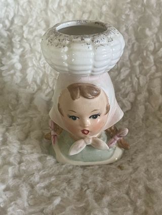 Vintage Lady Head Vase Small Inarco 1418 3 3/4” Tall