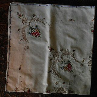 Antique 1960 Greek Table Cloth 82 Cm X 82 Cm Handmade Embroidery /cut Work /lace