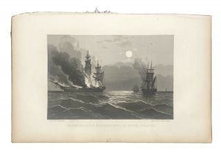 Antique 1865 10x6 Book Plate Print Civil War Burning Us Merchantman Rebel Pirate
