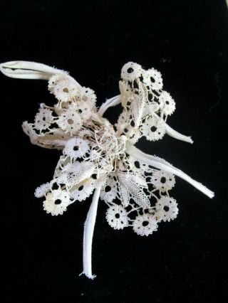 Little Vintage Antique Handmade Bobbin Lace Flower Wedding Veil Sew Craft