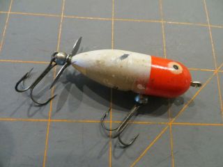 Vintage Heddon Tiny Torpedo - Red & White - 2 Inch
