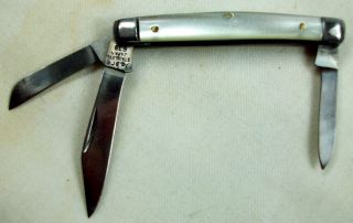 Vintage Fabre Pocket Pin Knife 3 Blade Mother Of Pearl 3 Blade