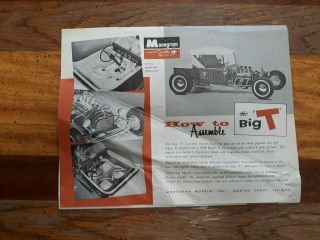 Vintage Rare Monogram Big T Hot Rod Model Kit Instruction Booklet