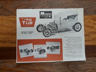 vintage rare Monogram Big T hot Rod Model Kit instruction booklet 2