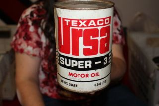 Vintage Texaco Ursa - 3 Motor Oil 1 Quart Metal Can Gas Station Sign