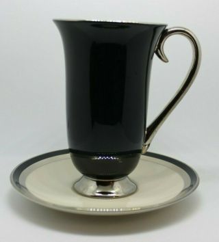 Flintridge Contessa Dutch Blue Platinum Trim Irish Coffee Cup & Saucer Set