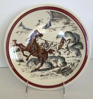Vernon Kilns Western " Bits Of The Old West " Collector Plate 8 - 1/2 " Horse Theives
