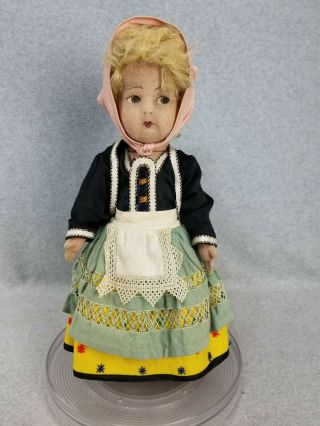 18 " Vintage Antique Raynal Gre - Poir Lenci Type Jointed Cloth Felt Doll 1930s