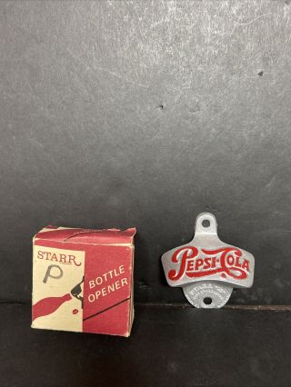 Vintage Starr X Pepsi Cola Cast Iron Stationary Bottle Opener Nib