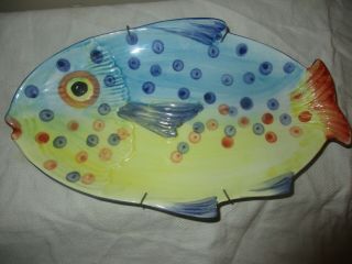 Vintage Italian Zanolli Art Pottery Tropical Nautical Fish Plate,  Plaque Platter