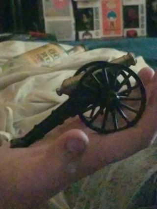 Antique Vintage 100 Brass/cast Iron Mini Cannon With Iron Base