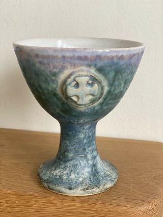 Vintage Conwy Studio Welsh Pottery Goblet Glazed Stoneware Chalice