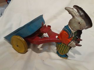 Antique Vintage Tin Lithograph Easter Rabbit & Cart W/o Driver Hobbyist Project