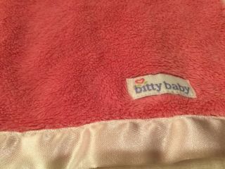 Retired American Girl Bitty Baby Pink Fleece Blanket With Satin Trim Fast Ship