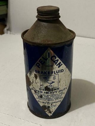 Vintage Pelican Brand Brake Fluid Can 12 Fl Oz Empty