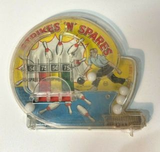 Strikes And Spares Marx Tin Toy Marble Pinball Game Circa 1960s