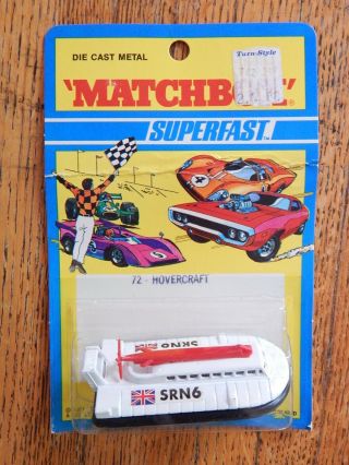 Matchbox Lesney 72 Hovercraft On Blister Card Vintage Diecast Toy