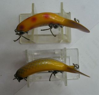 2 Vintage Heddon Tadpolly Spook Lures - Great Colors