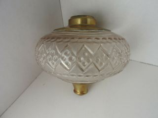 Antique Oil /kerosene Glass Lamp Font Section Diamond & Dots: " Bulbous "