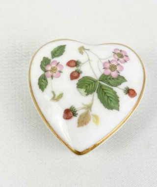 Vintage Wedgwood Wild Strawberry Mini Heart Shaped Trinket Dish Made In England