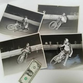 (4) Vintage 1946 Motorcycle Dirt Tracking Racing Action 8x10 B/w Photographs