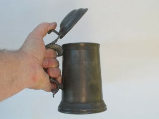 Antique English Lidded - Pewter Beer Tankard With Bottom Window Dated 1888 Trophy