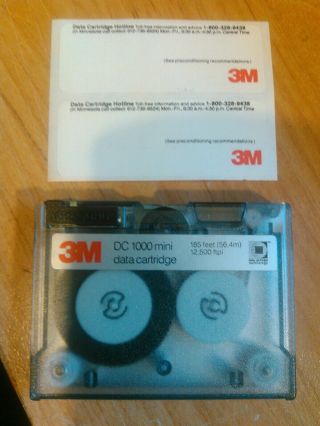 3m Dc1000 Mini Data Cartridge Vintage Technology 185 Feet 12,  500 Ftpi
