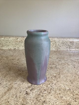 Muncie Art Pottery Vase Green Over Lilac 2