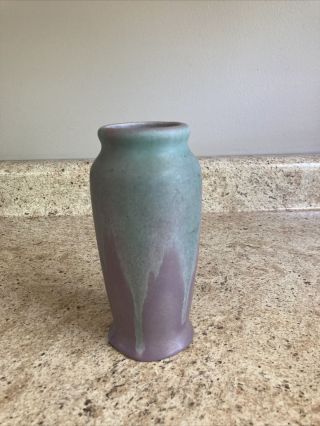 Muncie Art Pottery Vase Green Over Lilac 3