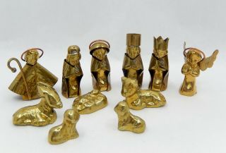 Vintage Solid Brass & Copper Nativity Set Artisan Dollhouse Miniature 1:12