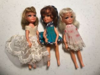 3 Vintage 1067 Uneeda Tiny Teen Dolls 5” Mod Era Hong Kong