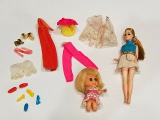 Vintage 1970 Japan Topper Corp Dawn Doll And Extra Doll,  Accessories Pants Shoes